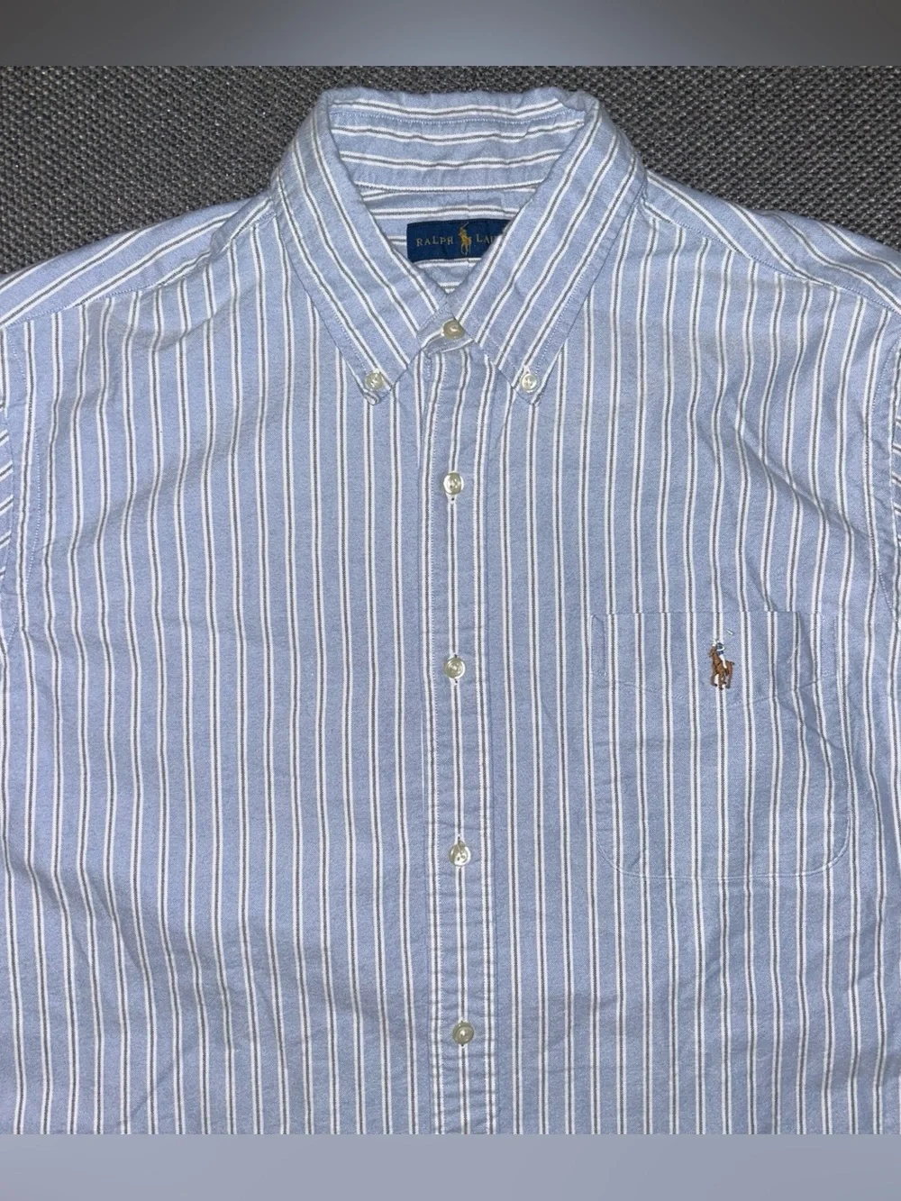 Polo Ralph Lauren Light Blue and White Striped Button-Down Shirt XL